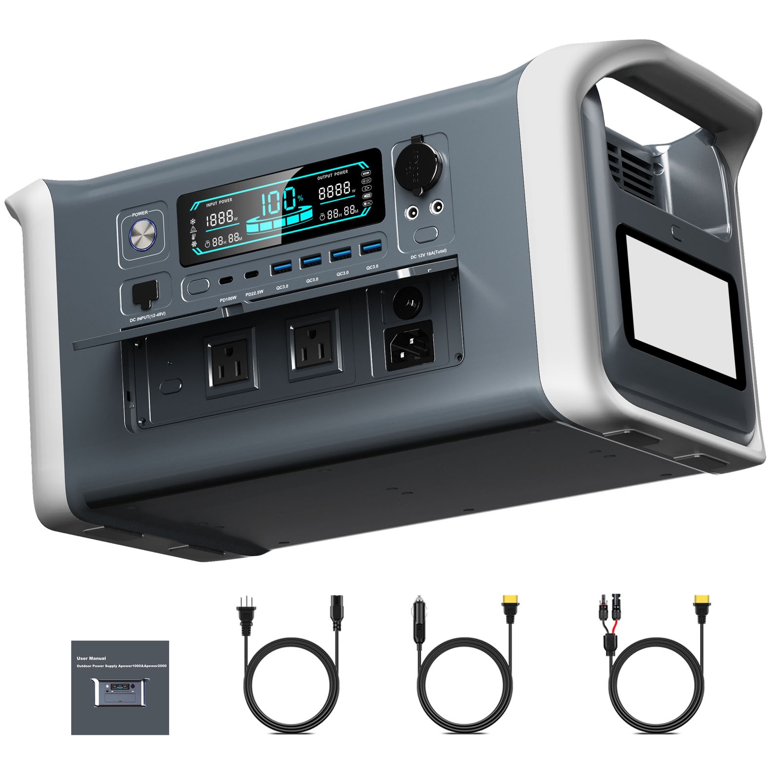 2600W/600W Peak Portable Power Station 1600W/500W Rate Solar Generator for RV