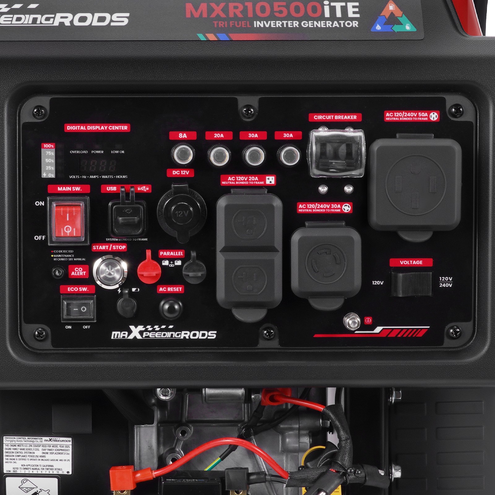 10500W Portable Inverter Generator Dual Voltage Tri-Fuel for Camping Refurbished