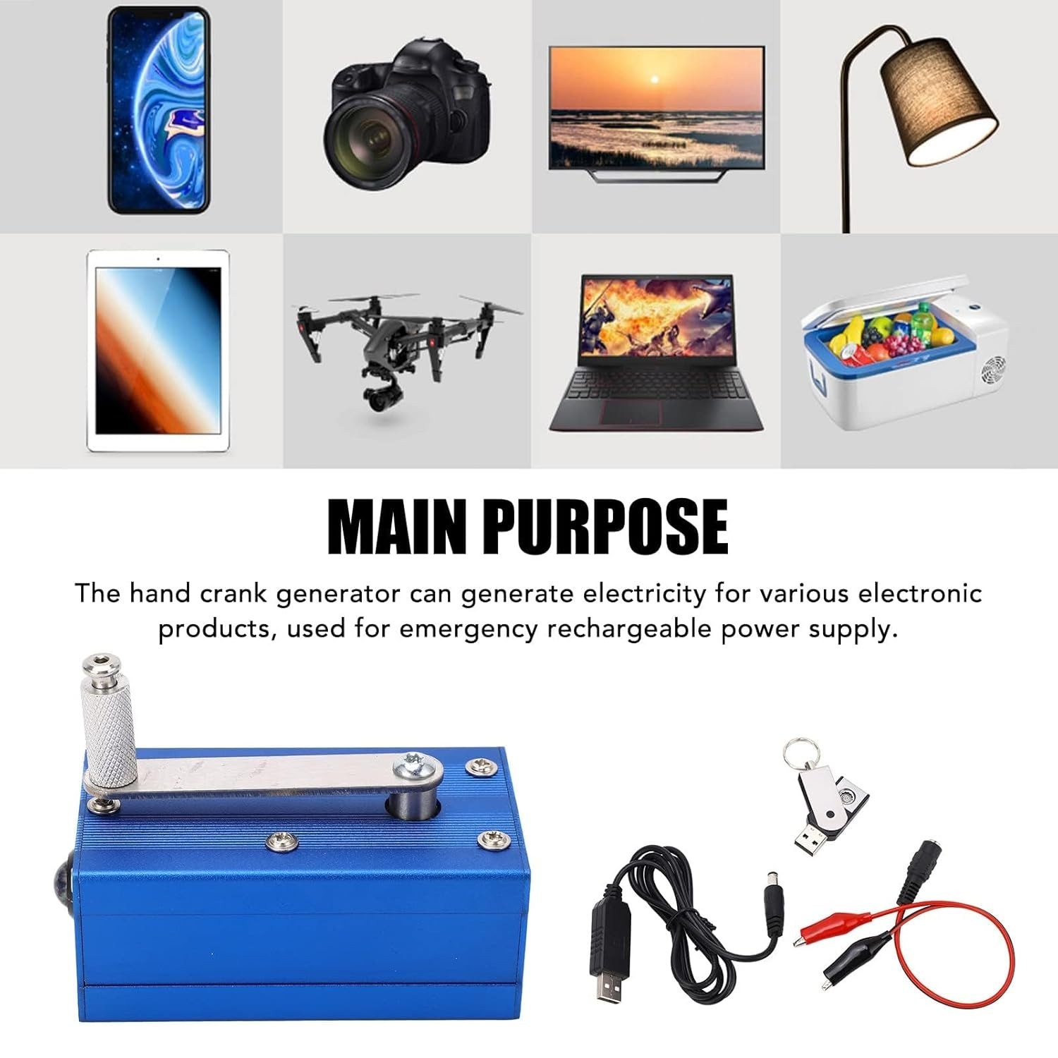 Hand Crank Generator USB Charger Super Capacitor Portable Emergency Power
