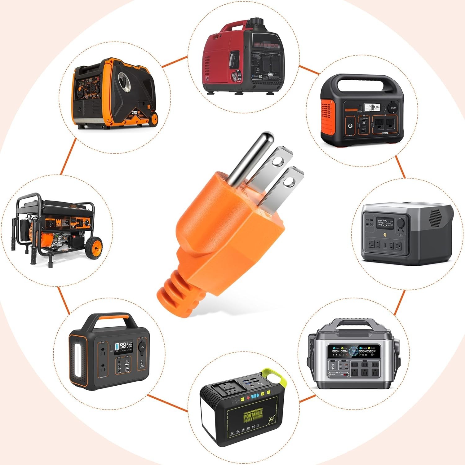 Type M Neutral Bonding Plug for RV and Portable Generators – Easy Install Orange