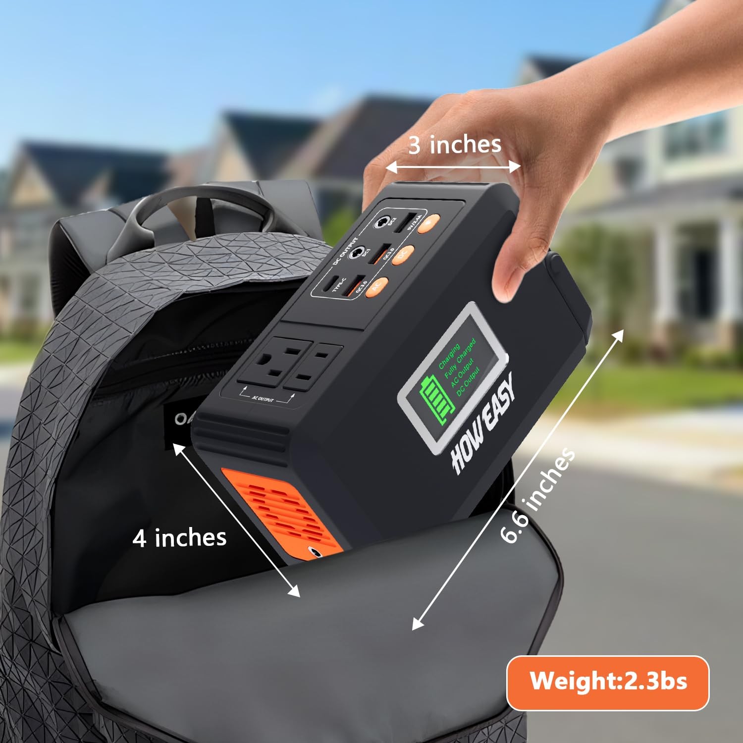 Portable Power Station,120W(240W Peak) Solar Generator,88Wh Orange
