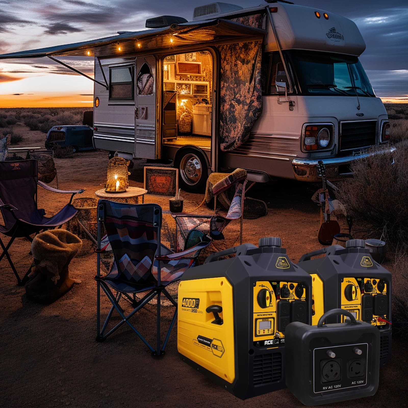 4000W Quiet Inverter Generator, RV-Ready EPA Compliant Portable, Aceup Energy
