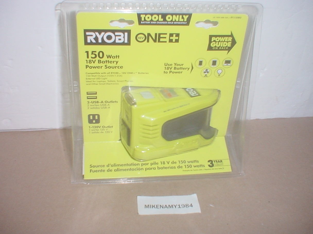 Ryobi RYI150BG ONE+ 18V 150 Watt Battery Inverter w/ 2 USB-A +120V | Tool Only
