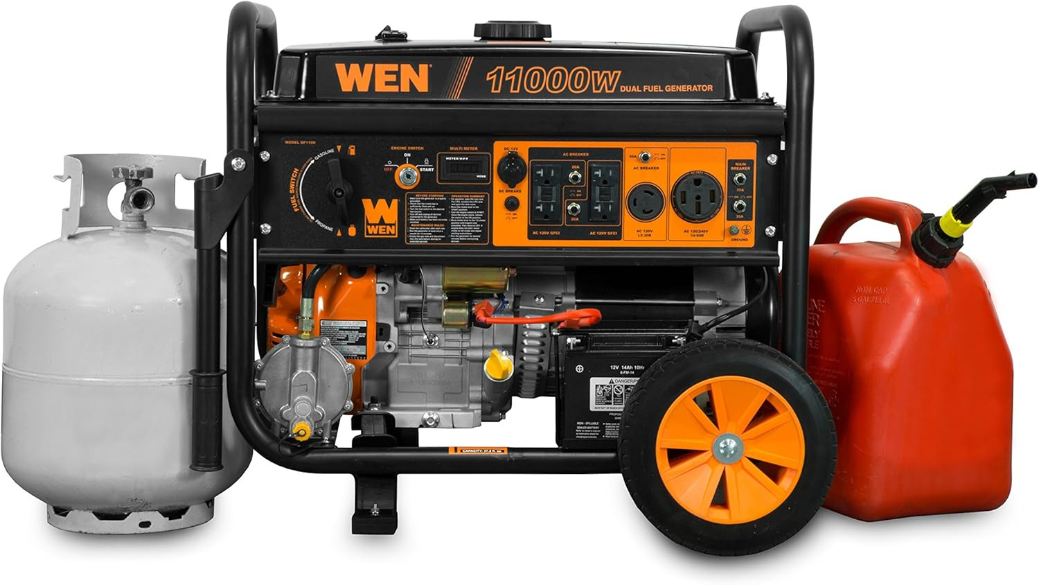 11,000-Watt Dual Fuel Generator Bundle with Wheel Kit, Electric Start, Weatherpr