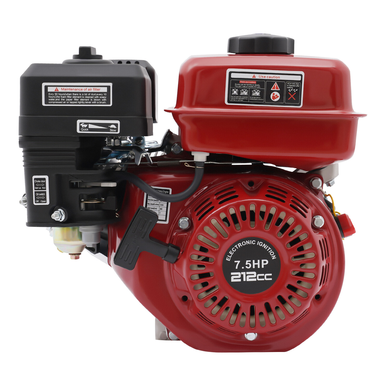 7.5HP Gas-Powered Diesel Engine, 3000W with 0.95 Gal Fuel Tank, Pull Start &