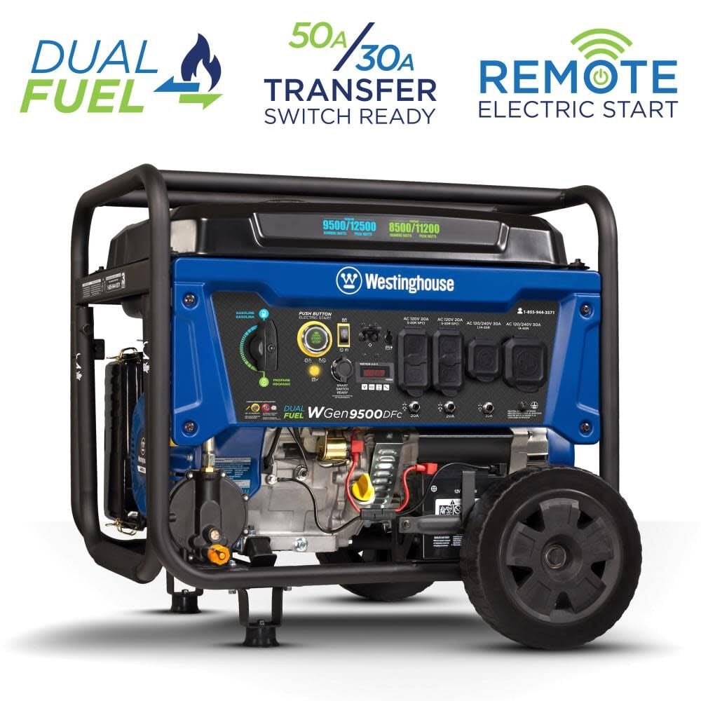 Westinghouse Outdoor Power 9,500 Watt Dual Fuel 49-State Portable Generator