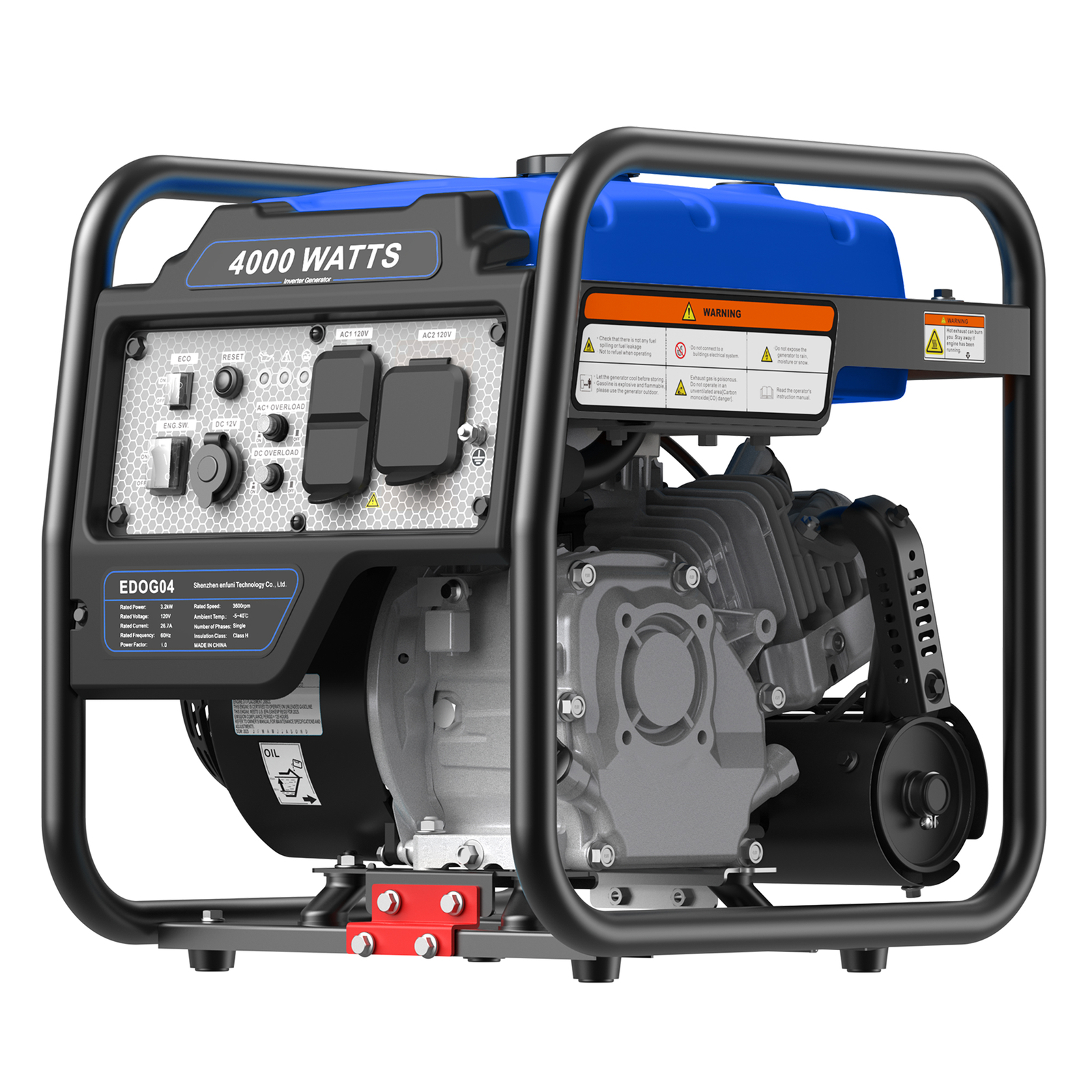 4000 Watts Inverter Generator Gas Powered Open Frame Generator Power Equipment