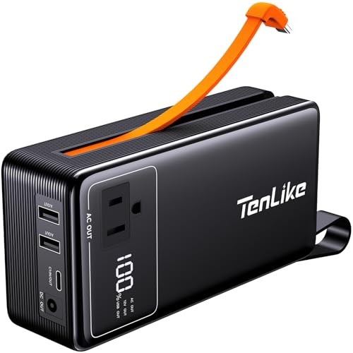 Portable Power Station with AC Outlet Power Bank for Camping Essentials Black