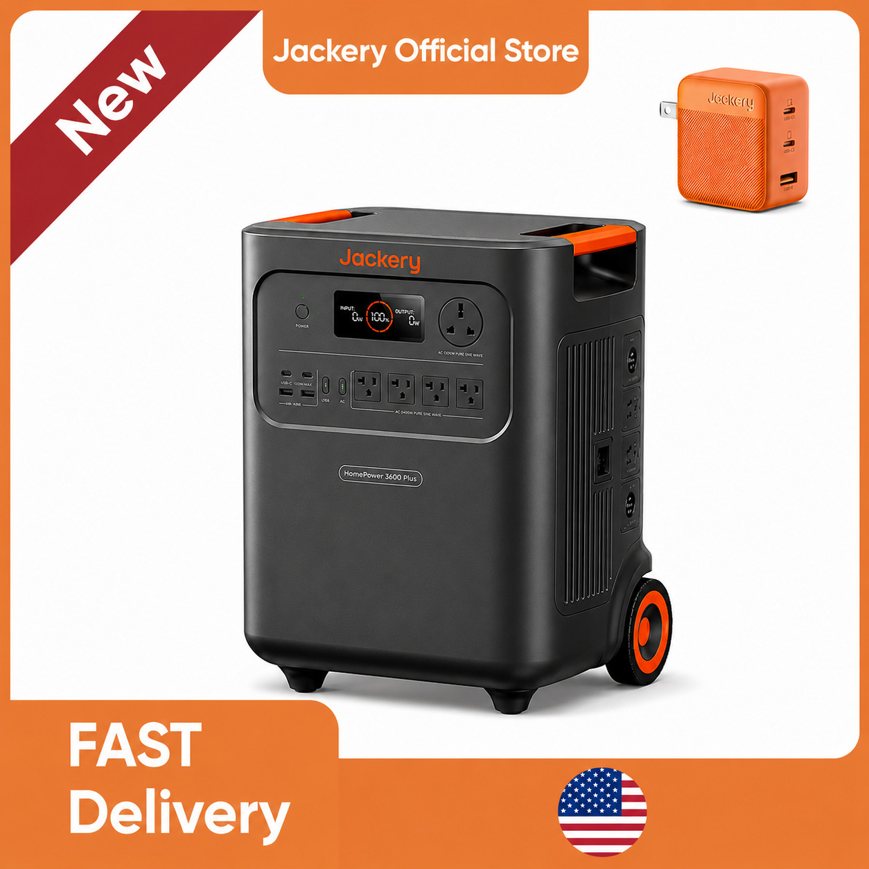 Jackery HomePower 3600 Plus Portable Power Station 3580Wh with 102W Fast Charger
