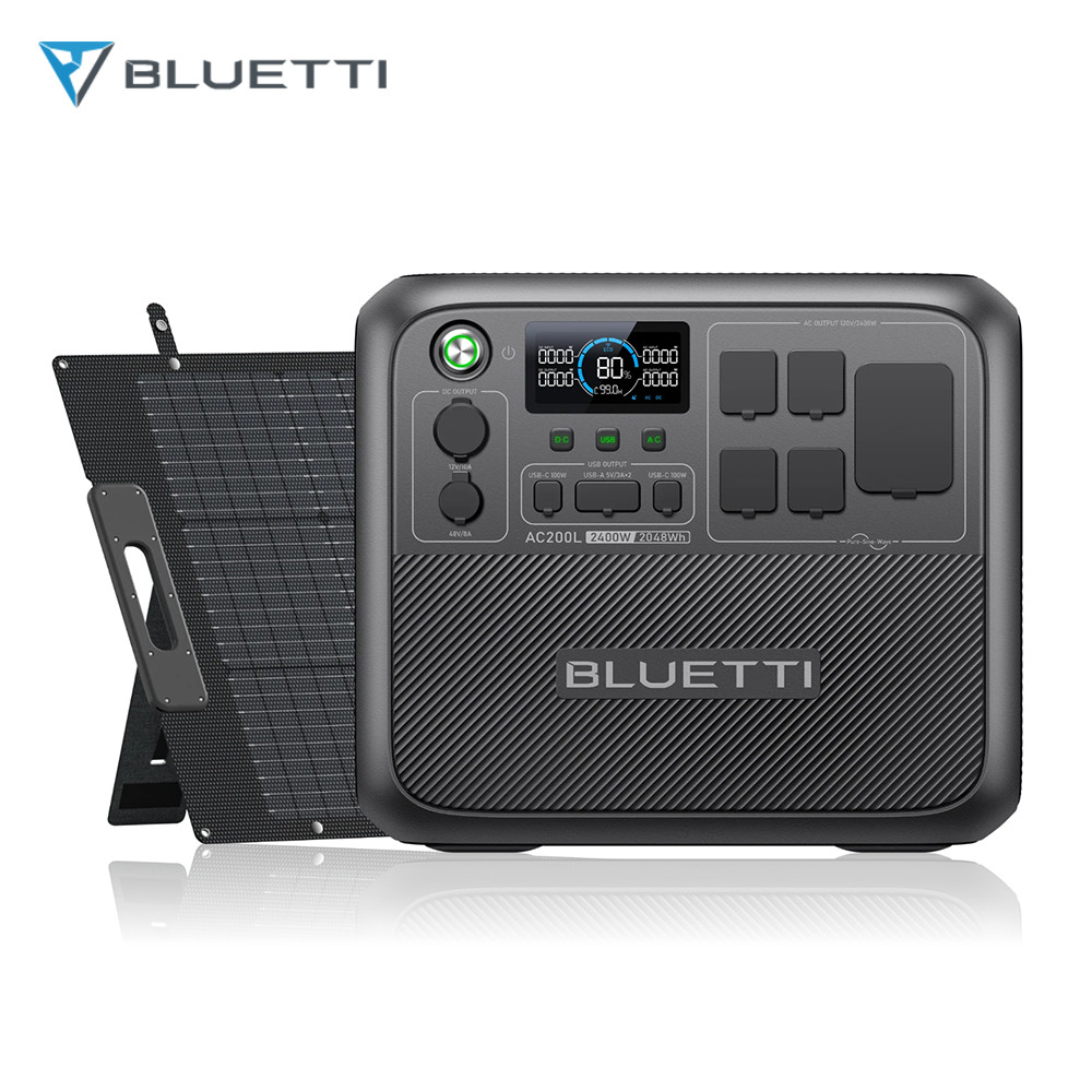 BLUETTI AC200L 2048Wh Portable Power Station+200W Solar Panel Kit for Backup