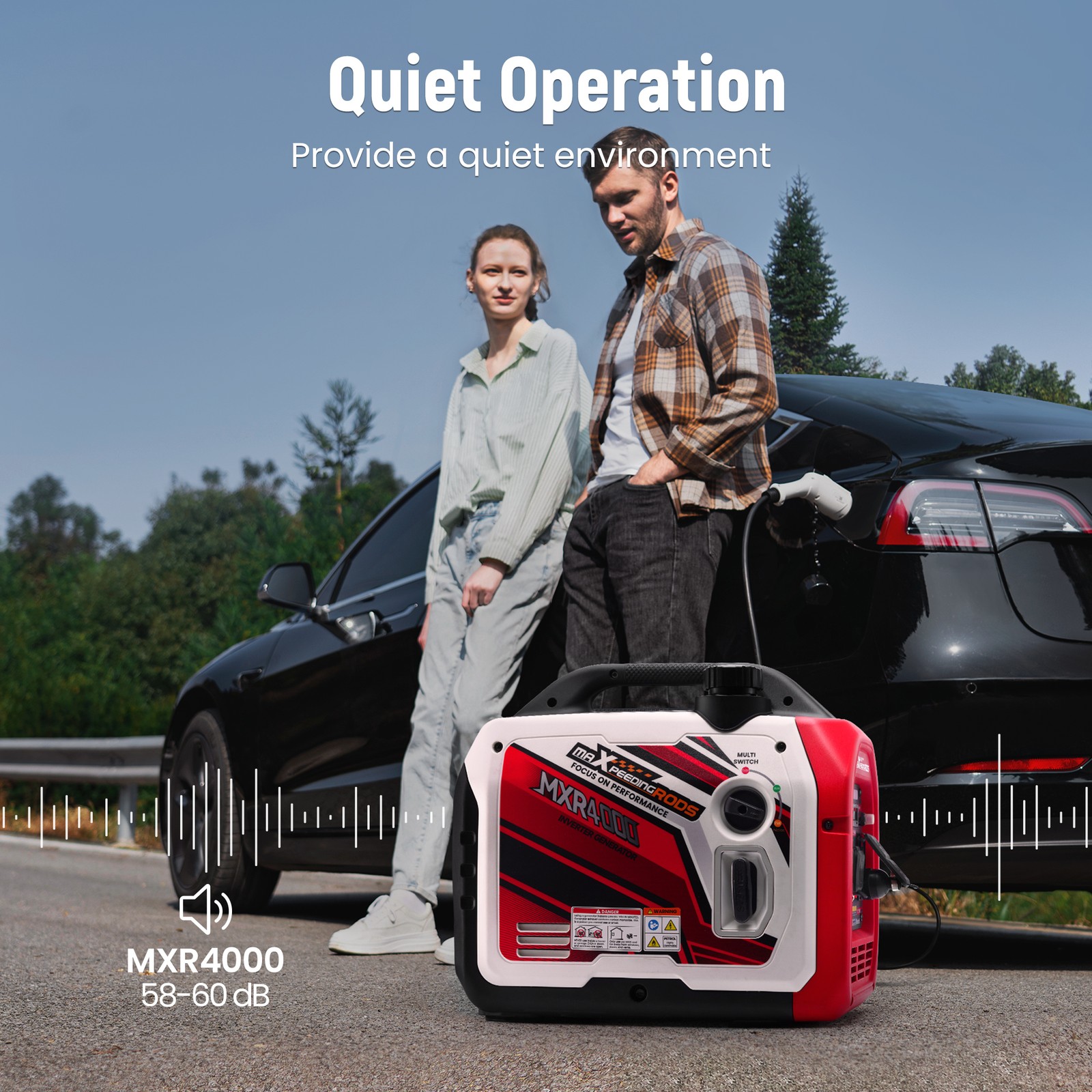 4KW /3.2KW Portable Inverter Generator Gas Powered Quiet for Camping EV-Charge