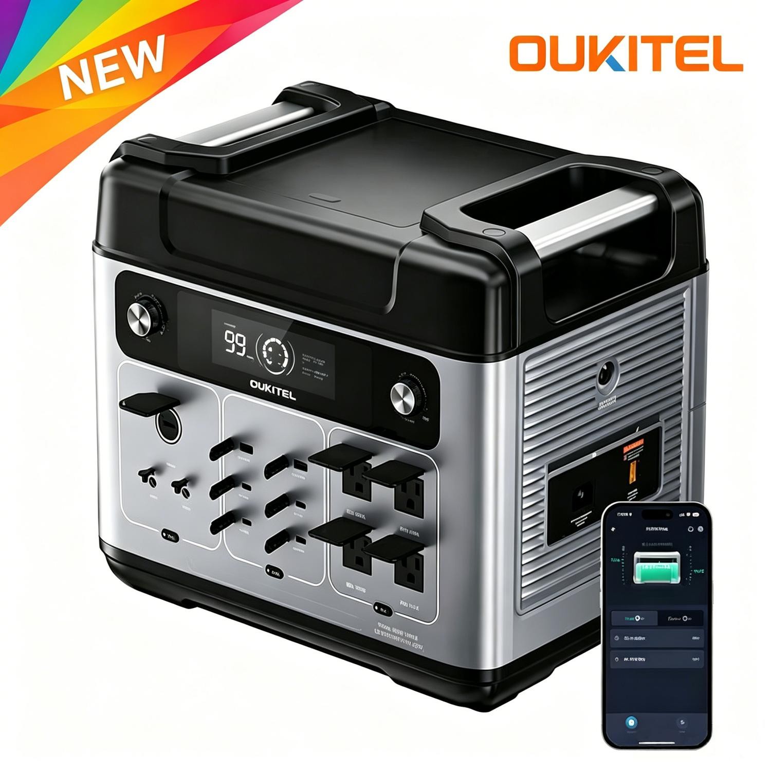 OUKITEL Power Station 2400W/ 2048Wh Solar Generator Fast Charging for Emergencie