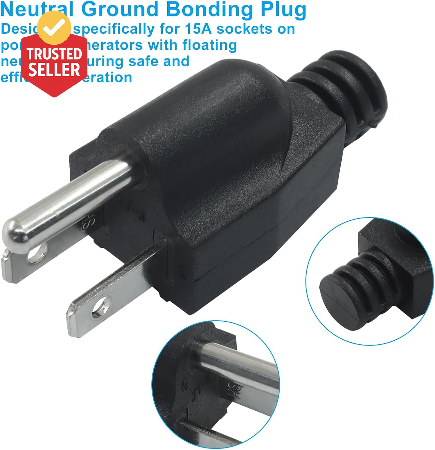 2 Pack Neutral Ground Bonding Plug for Portable Inverter Generator, Surge Protec