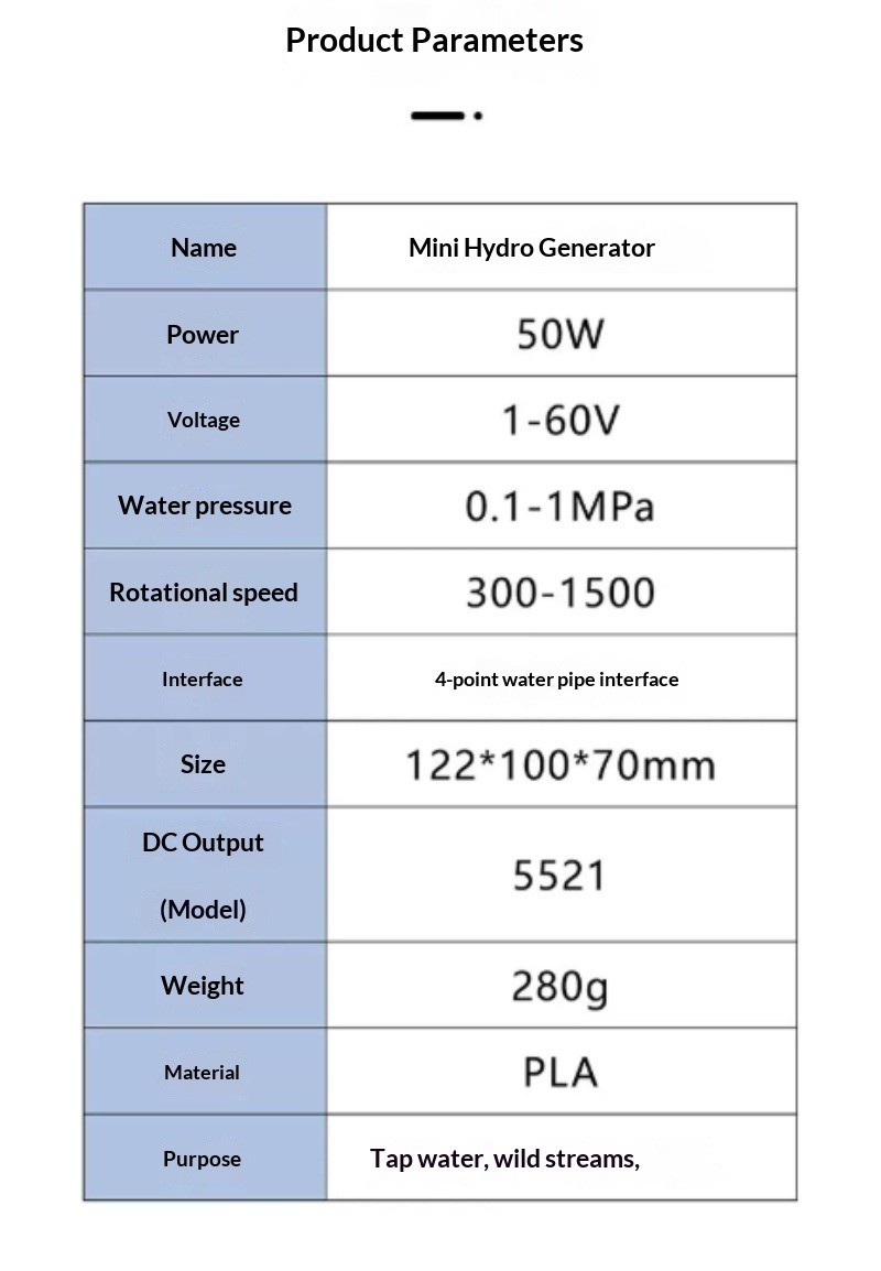 Portable Household Small Outdoor Hydraulic Generator Turbine Permanent