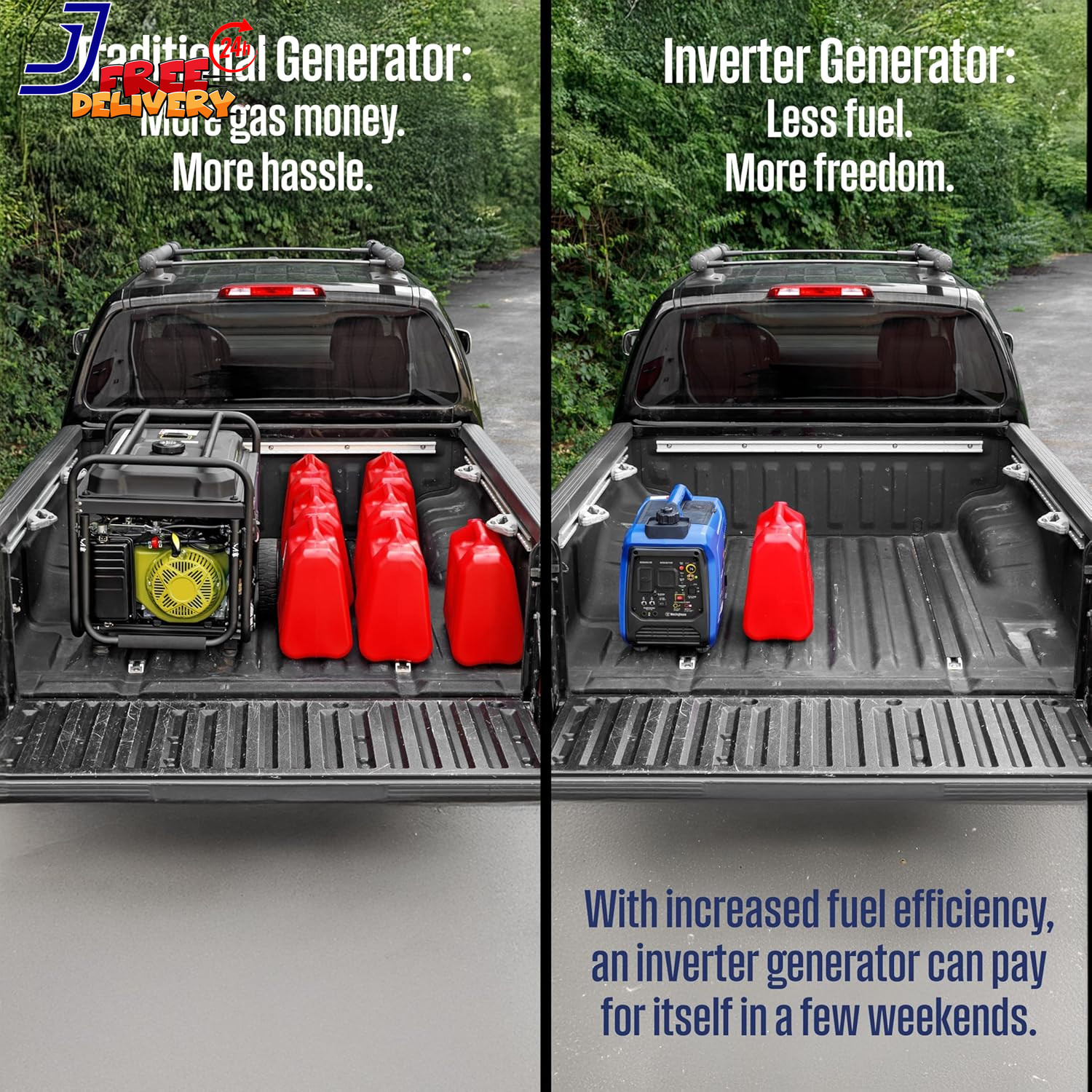 2550 Peak Watt Super Quiet & Lightweight Portable Inverter Generator CO Sensor