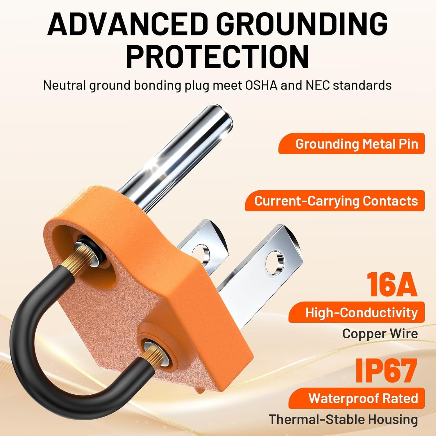 Generator Grounding Plug with Keychain – Portable Neutral Ground Bonding Adapter