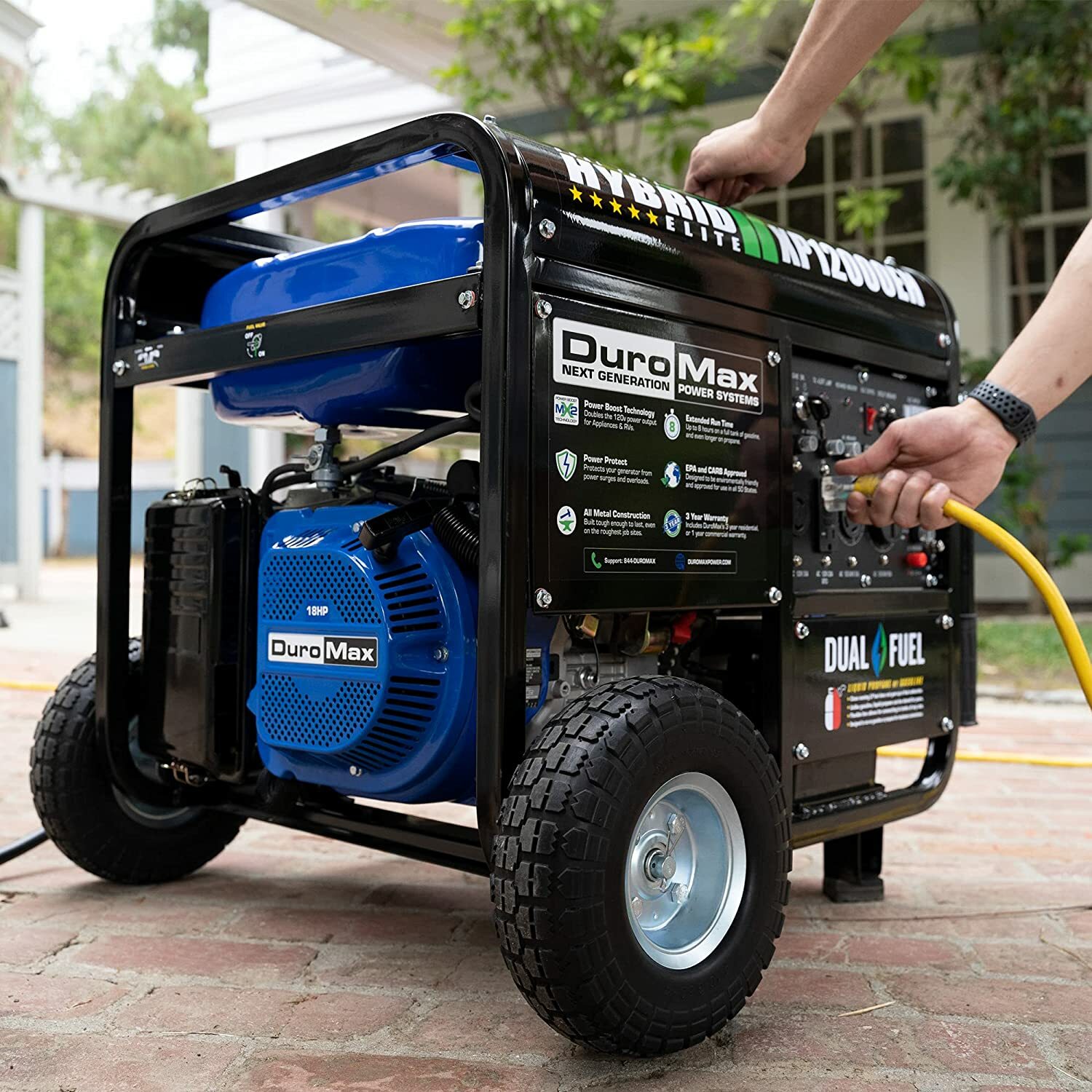 DuroMax XP12000EH 12,000-W Portable Hybrid Dual Fuel Generator w/ Electric Start