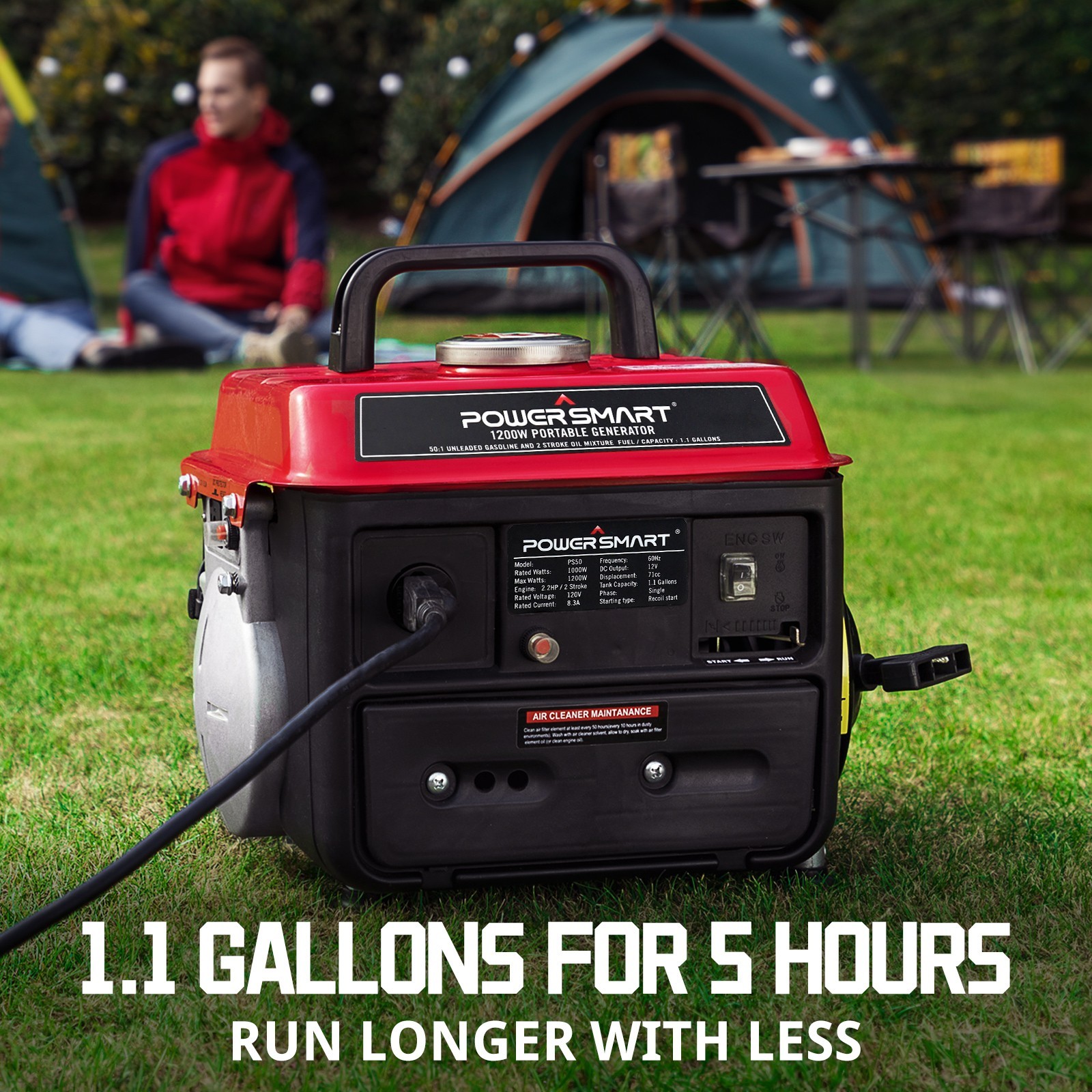 PowerSmart 1200W Gas Generator, 79cc Engine, 5-Hour Runtime, 120V Output, New