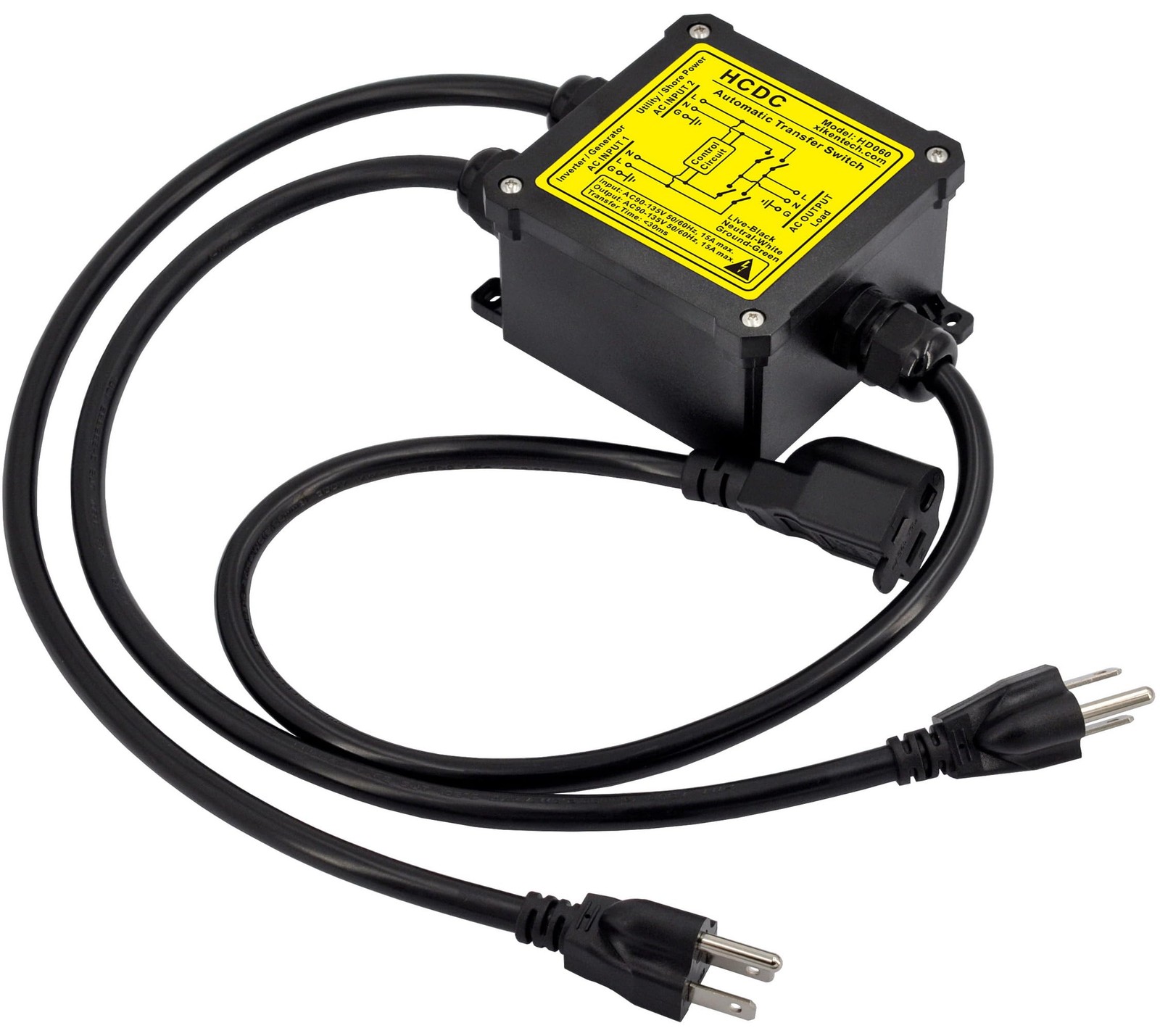 AC120V 15Amp Automatic Transfer Switch, ATS Auto Switch (NEMA…