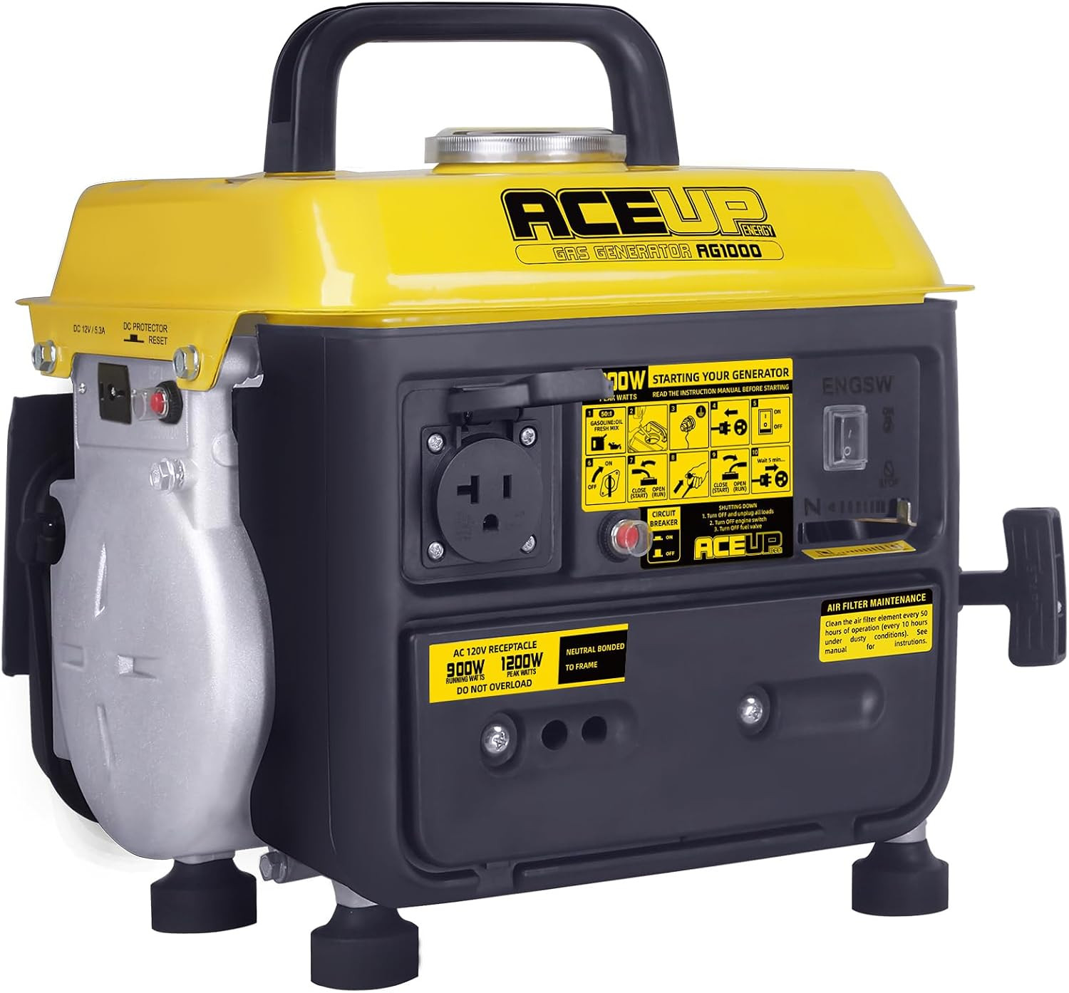 ,200W Gas-Powered Generator, Small Portable Generator Camping Ultralight, EPA &