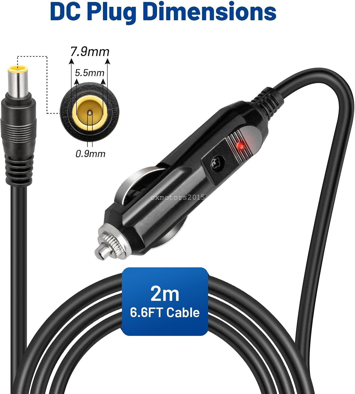 Car Charger For BLUETTI EB3A EB70 Power Station Charging Cable Connector 6.6ft
