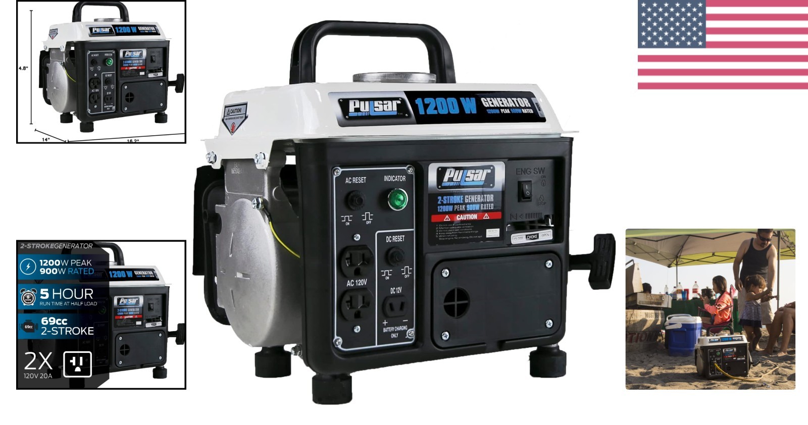 Durable 2-Stroke Portable Generator, 1200 Watts – Ideal for Outdoor Adventures