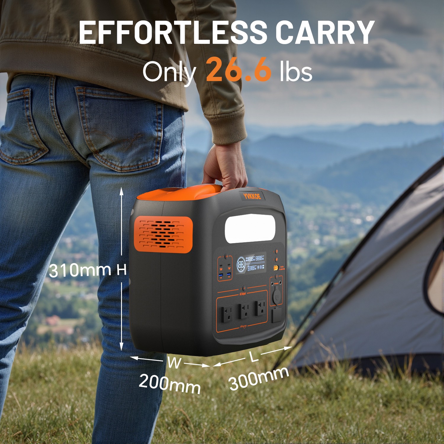 YVKKOE Portable Power Station 1800W LiFePO4 Solar Generator for Camping RV