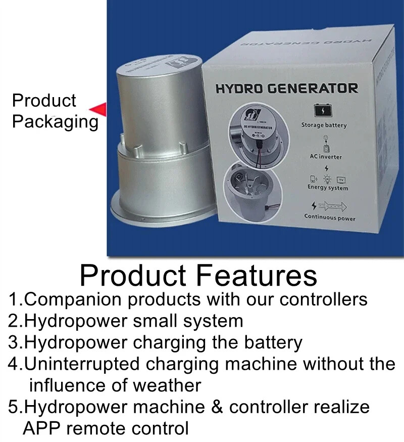 Hydraulic Turbine High Efficiency Brushless DC Micro Hydro Generator 12V