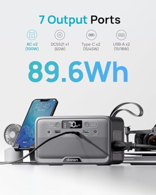 89.6Wh LiFePO4 Battery 100W (200W Peak) Advanced Gray Portable Power Station