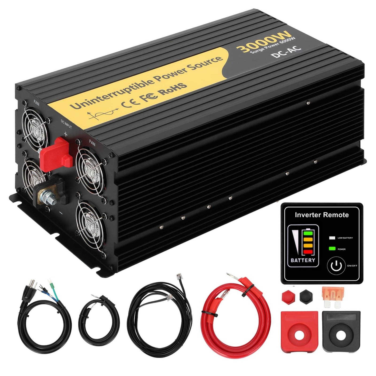 New Upgrade 3000W Pure Sine Wave Inverter Charger, Auto Transfer Switch, Remo…
