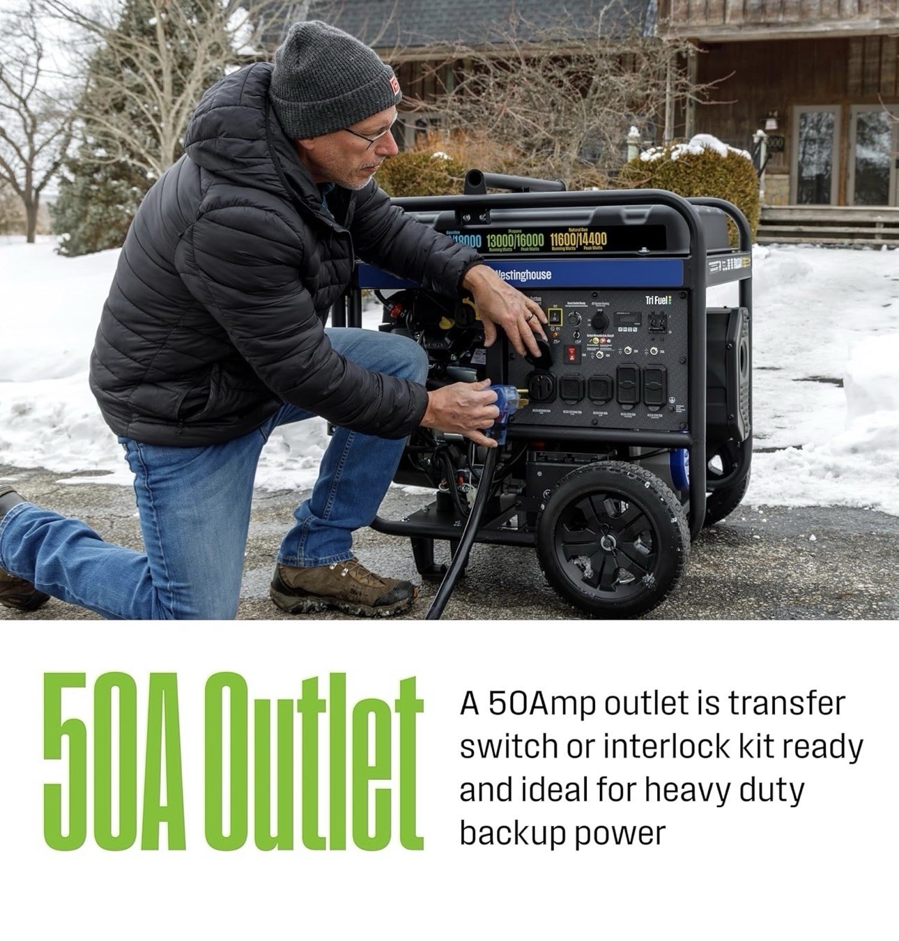 Westinghouse 18,000-W Portable Hybrid Tri-Fuel Gas Generator with Remote Start