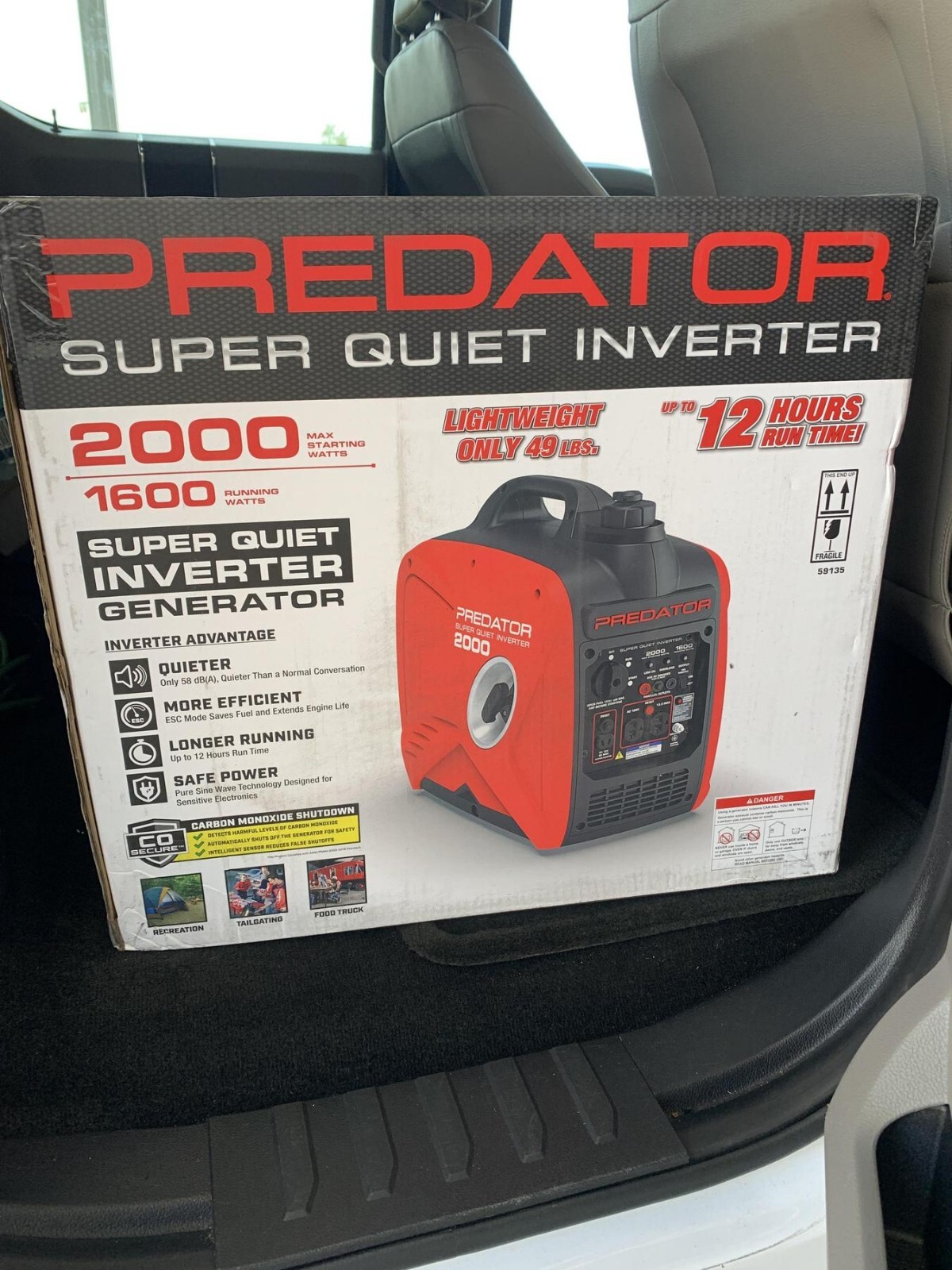 Predator 2000 Watt Super Quiet Inverter Generator with CO Secure Technology NEW