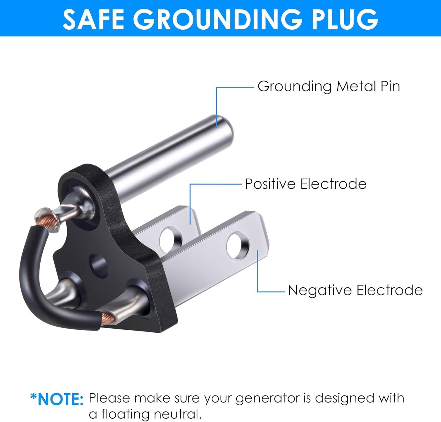 Easy-to-Use Neutral Bonding Plug for Portable Inverter Generators—Black 1 Pack