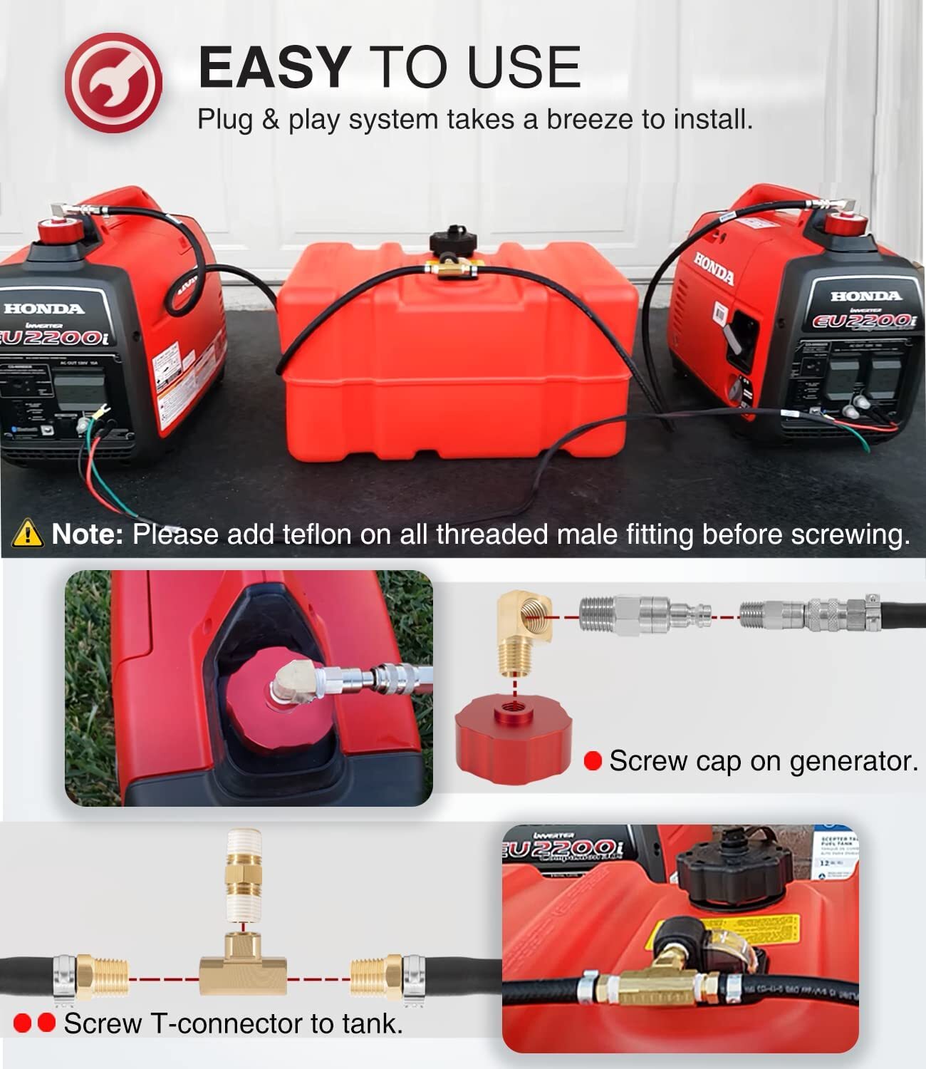 HND1.2CD Dual System Extended Run Generator Fuel Kits For Honda EU1000i EU2000i