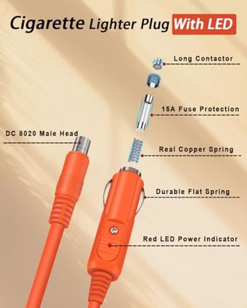 Jackery 3000 Pro Car Charging Cable 14AWG for Jackery