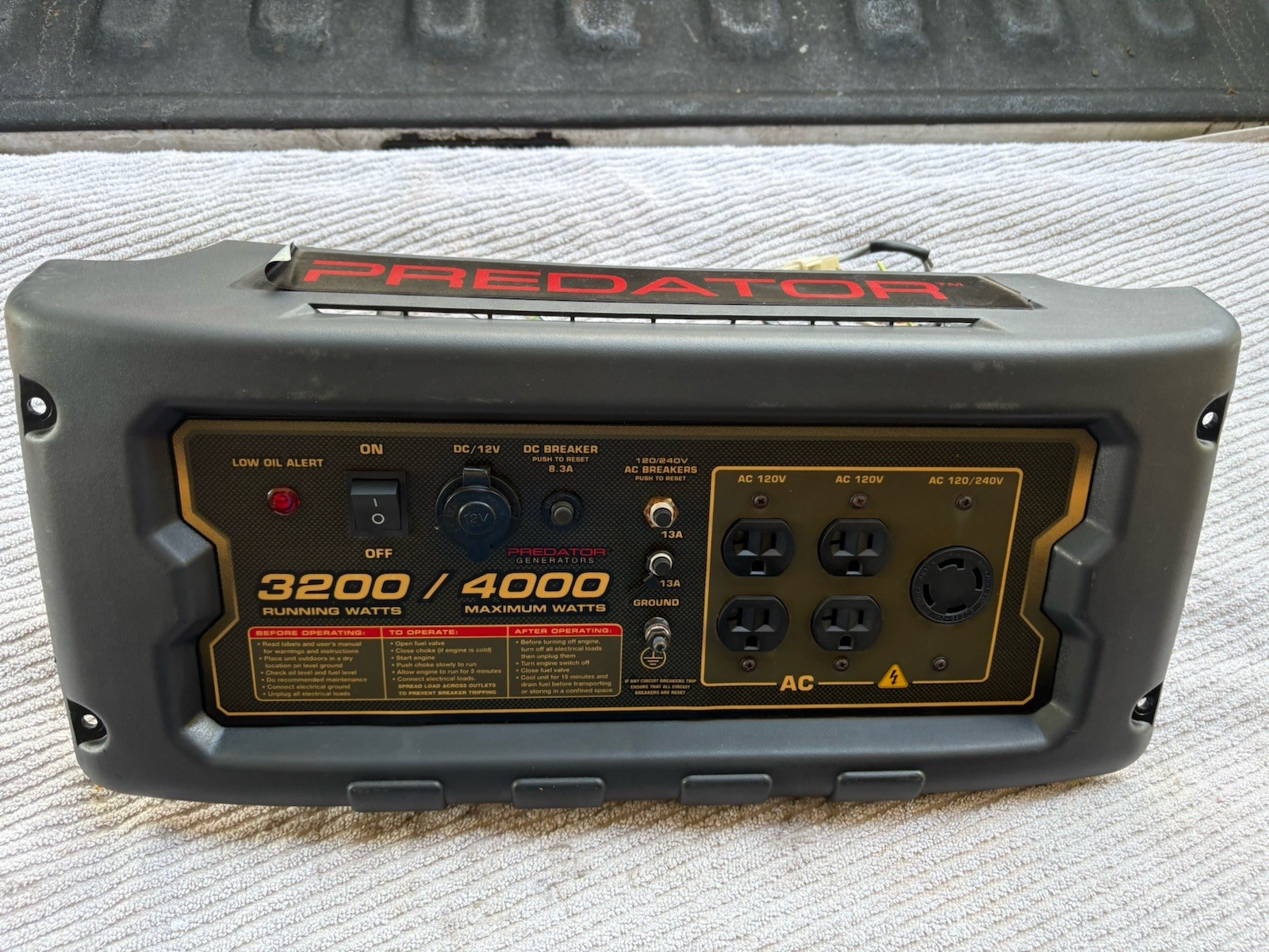 Predator 3200/4000 Watt Generator Control Panel *parts*