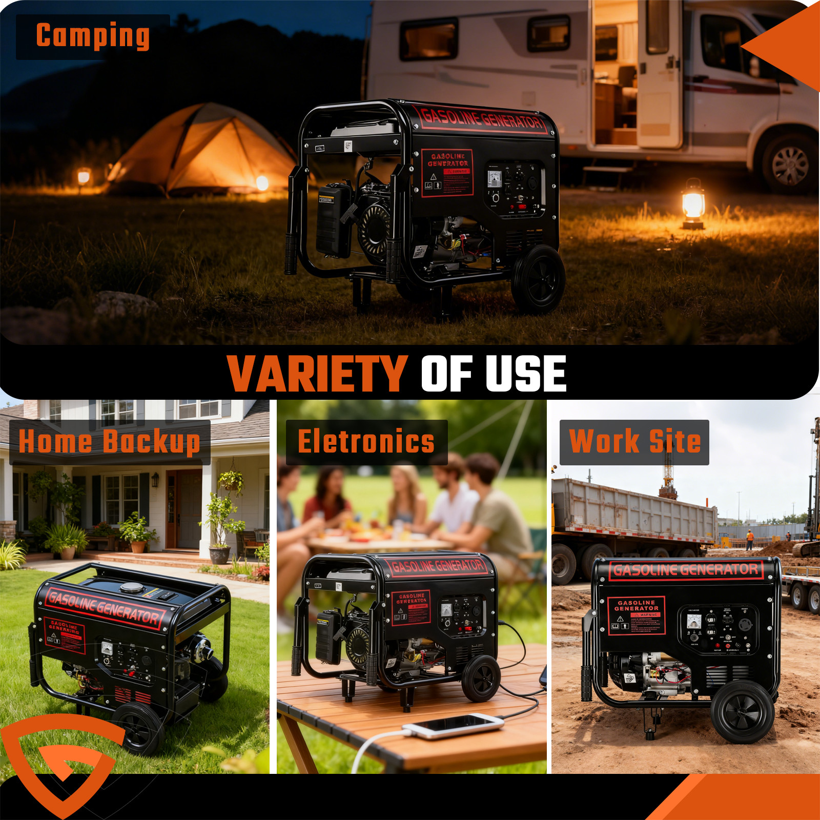 Electric Start Generator Portable for Home Backup Camping Job Site