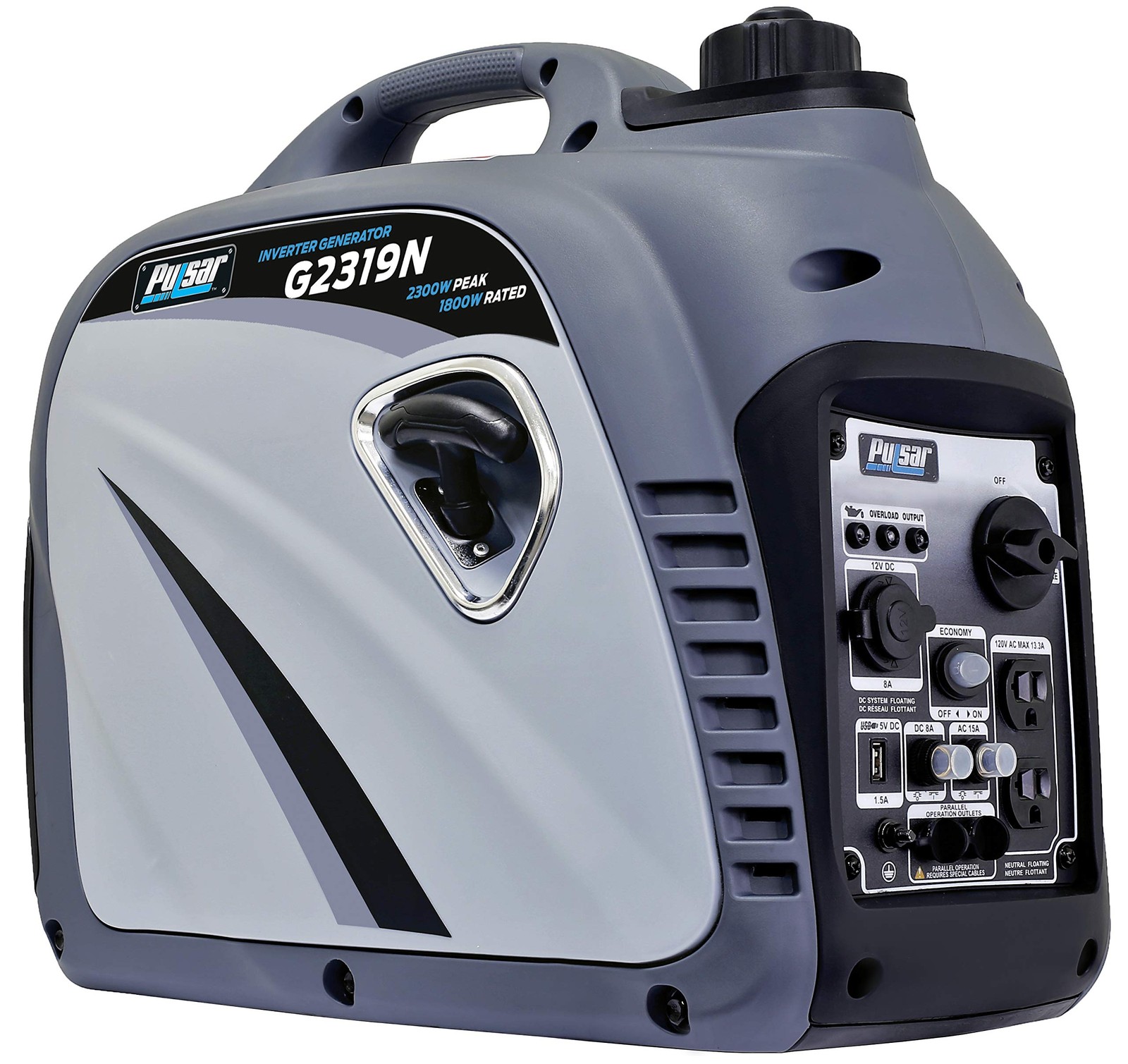 Portable Gas Inverter Generator 2300W Quiet USB Outlet Pulsar G2319N Gas-Powered
