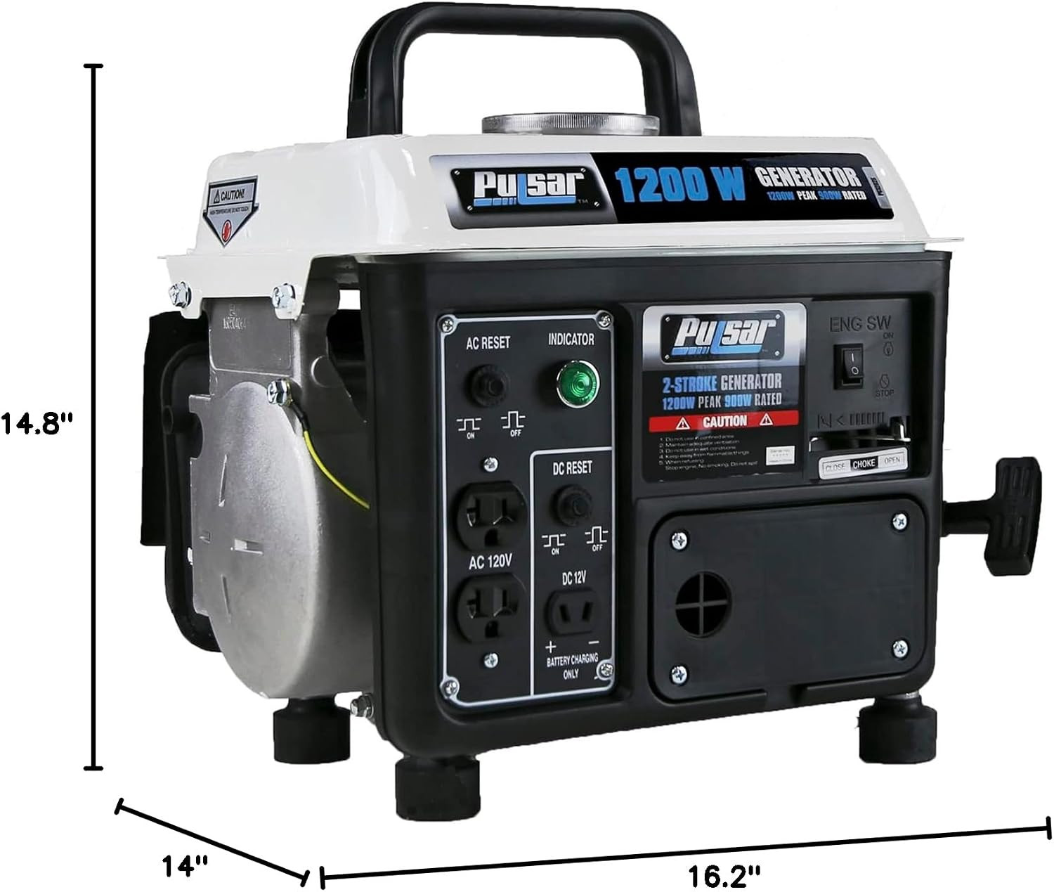 ,200W Carrying Handle, PG1202SA Gas-Powered Portable Generator, 1200W, Black/Whi