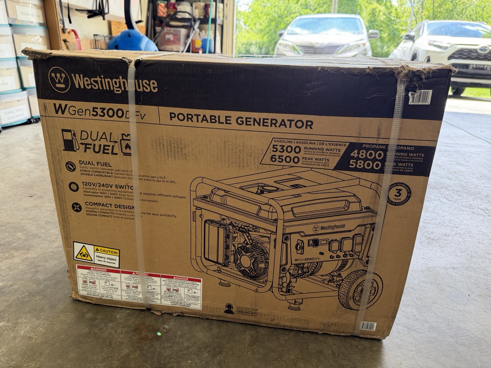 Westinghouse WGen5300DFV generator dual fuel + POWER CABLES + COVER BUNDLE