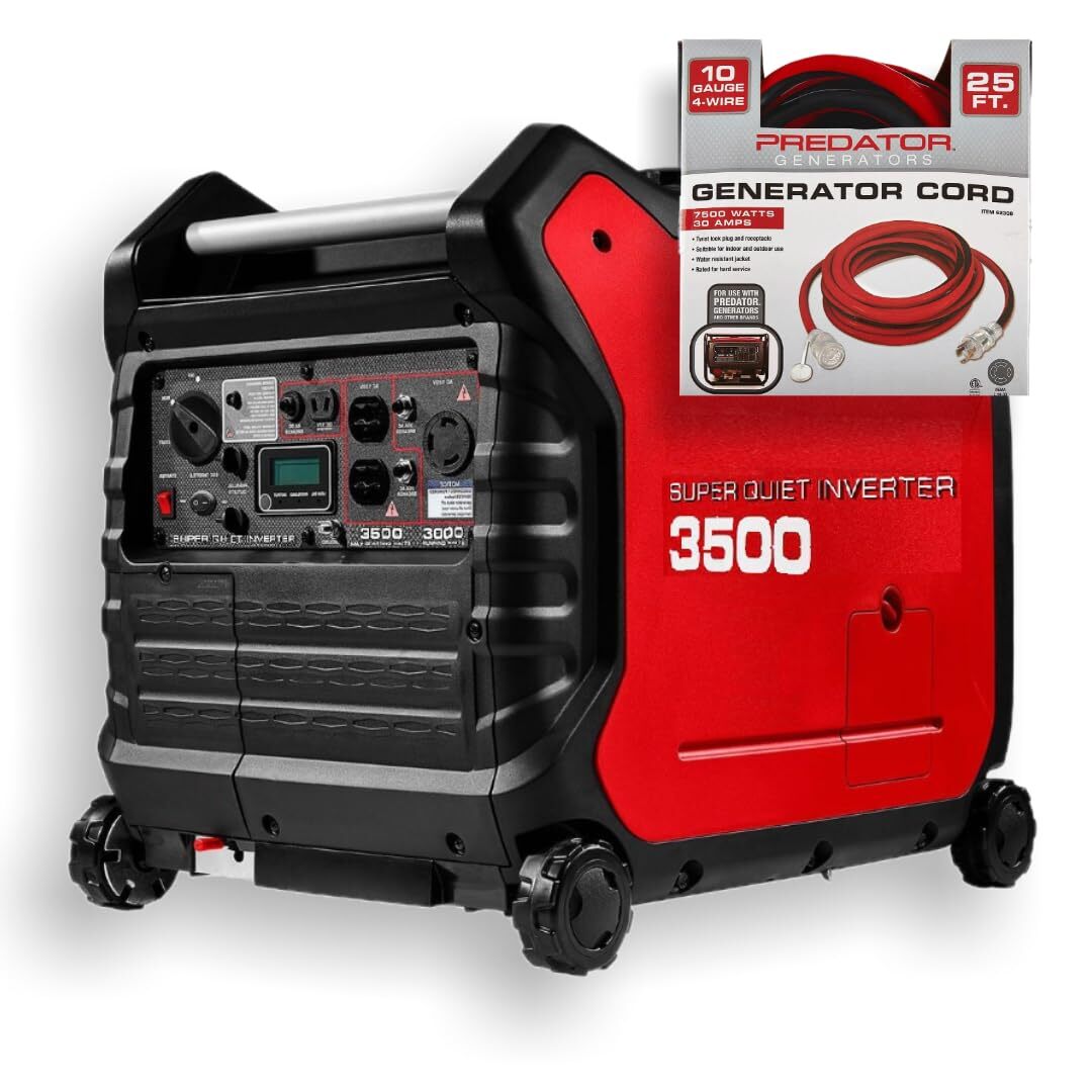 Fits PREDATOR 3500 Watt SUPER QUIET Electric Start Inverter Generator + Ext Cord