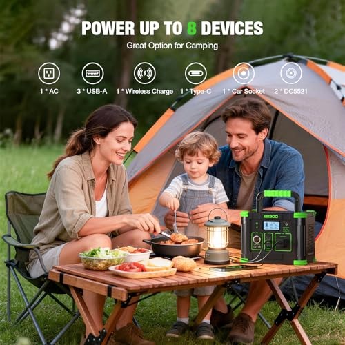 300W Portable Power Station 288Wh Solar Generator with USBC PD 60W, 110V Outlet