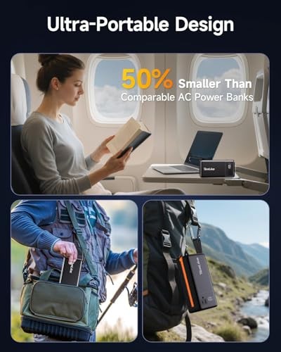 Portable Power Station with AC Outlet Power Bank for Camping Essentials Black