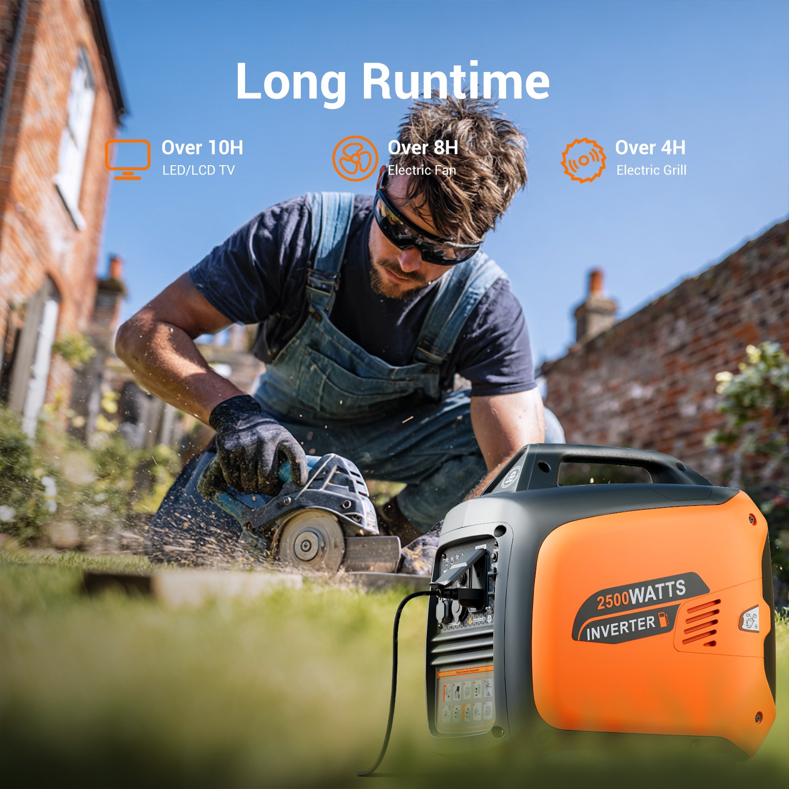 Efurden Portable Inverter Generator Gas Powered 2.5KW Super Quiet Emergency