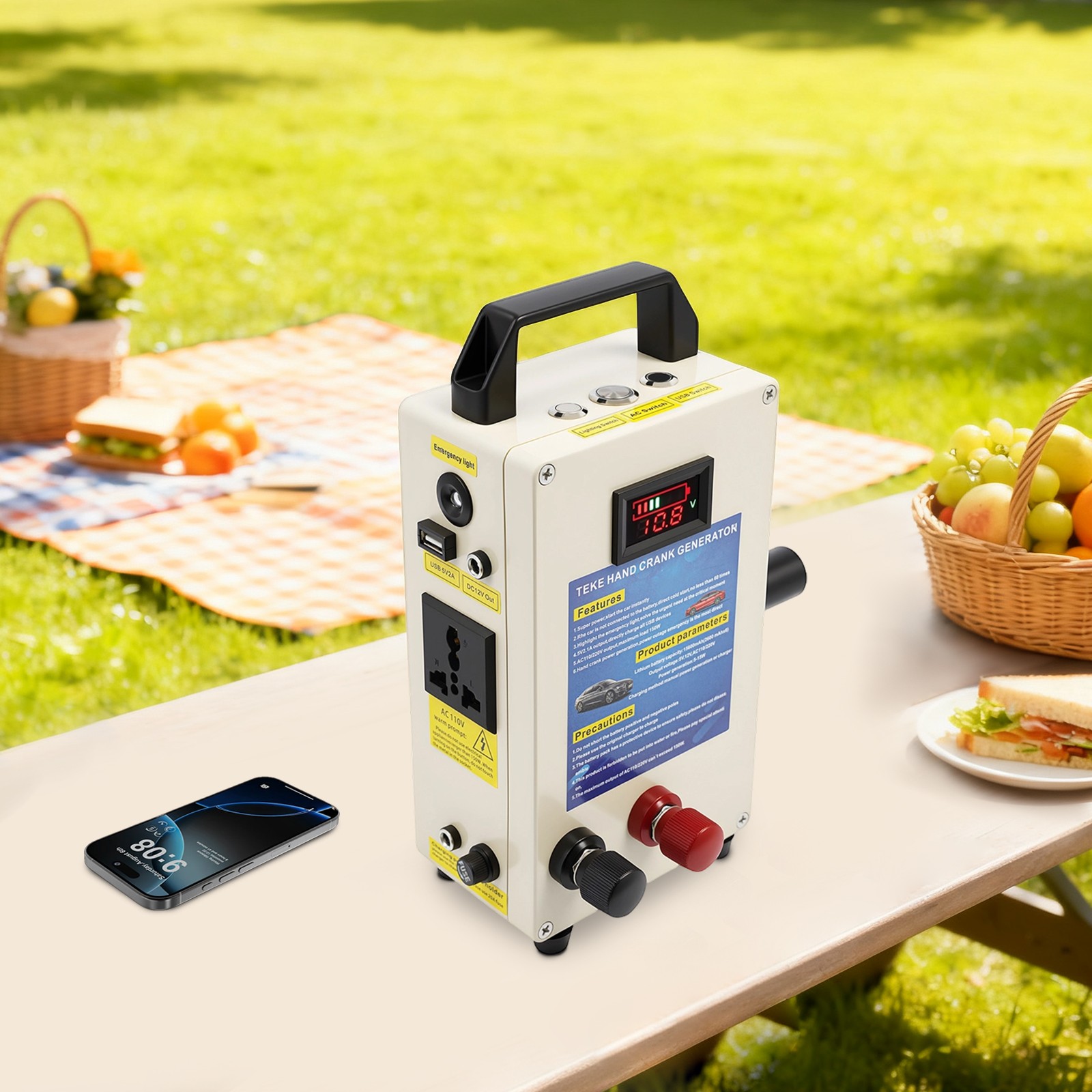 Hand Crank Generator Portable Power Supply Emergency Charger Household 110V 150W