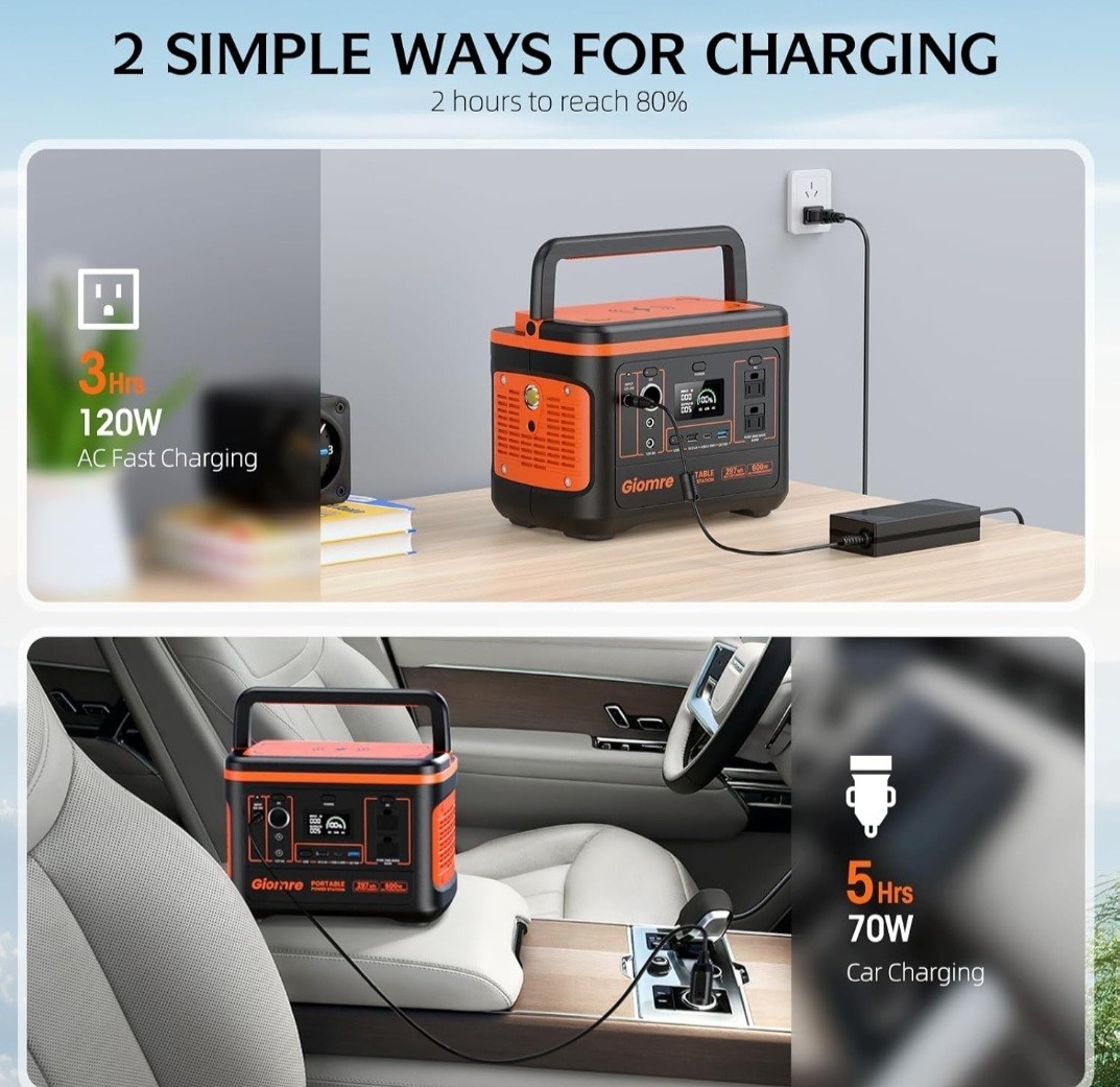 297Wh Portable Power Station 600W Pure Sine Wave Backup Battery Generator NEW