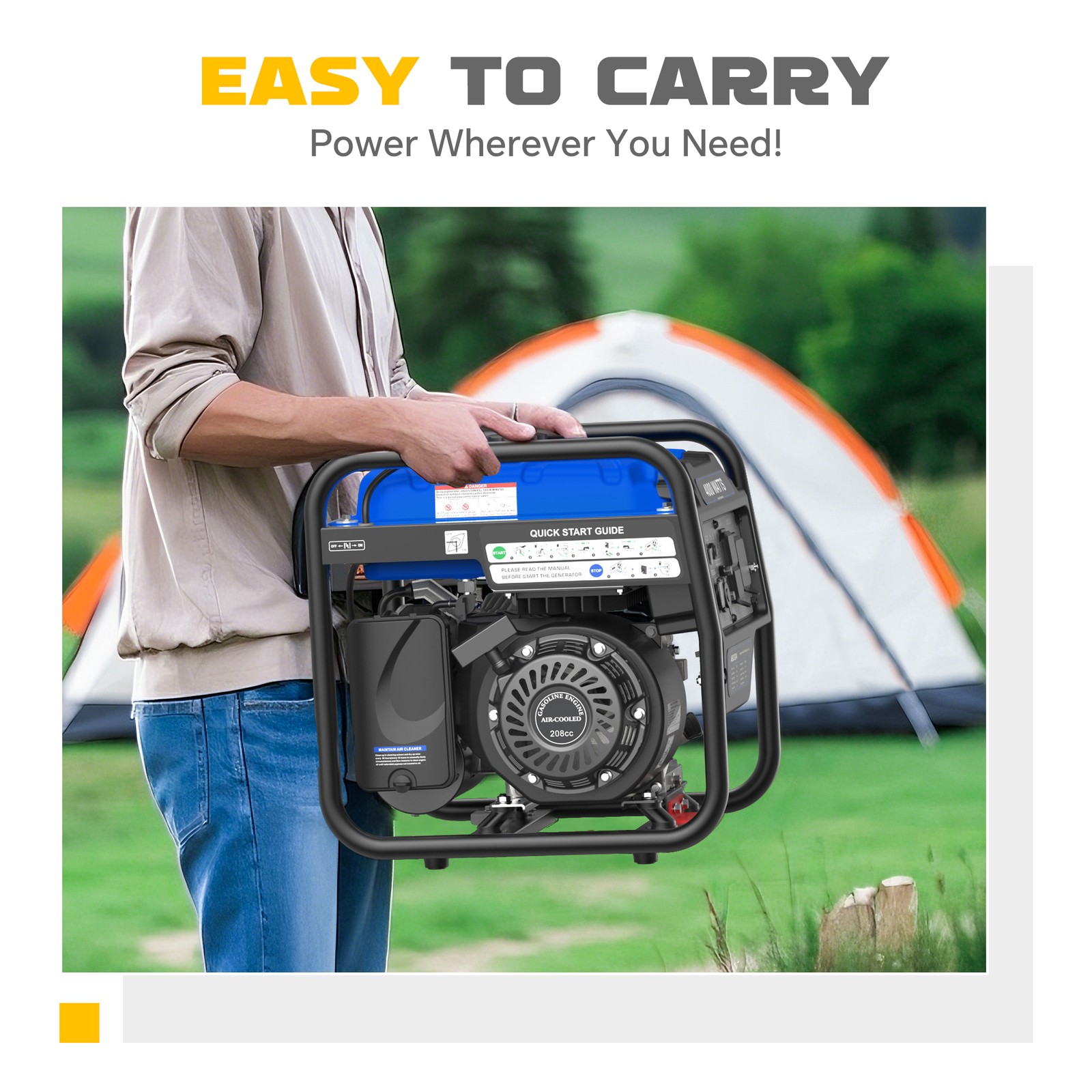 4000W Inverter Generator Open Frame Gas Powered Generator for Home Outdoor