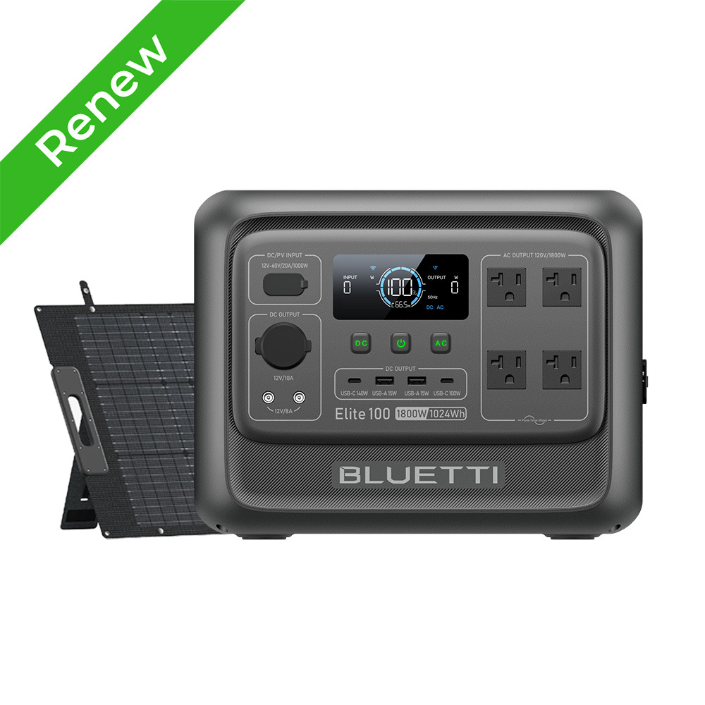 BLUETTI Elite 100 V2 1800W 1024Wh Portable Power Station + 200W Solar Panel Kit