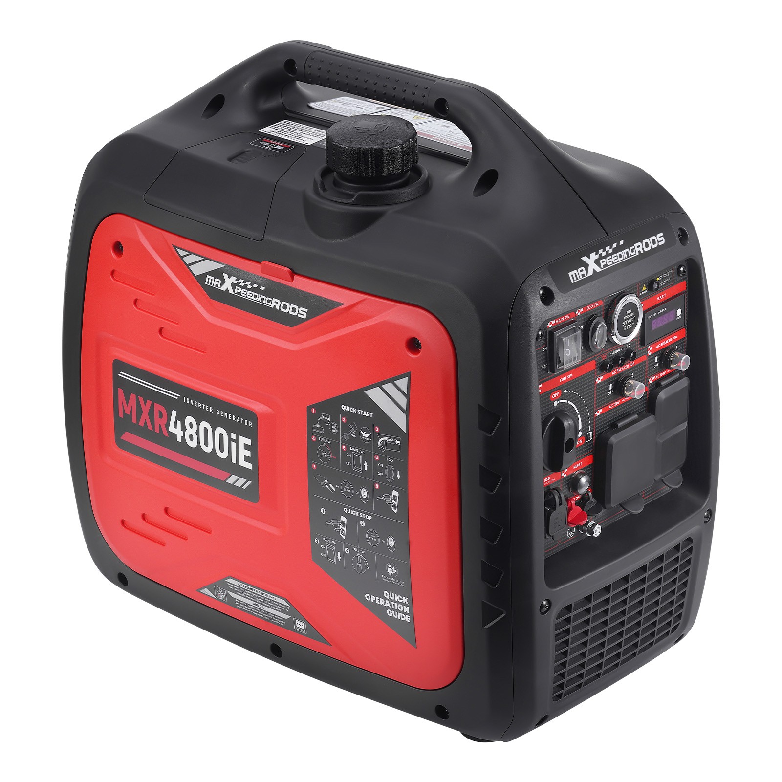 Portable Inverter Generator Gas Powered 3800W Digital Display USB Electric Start