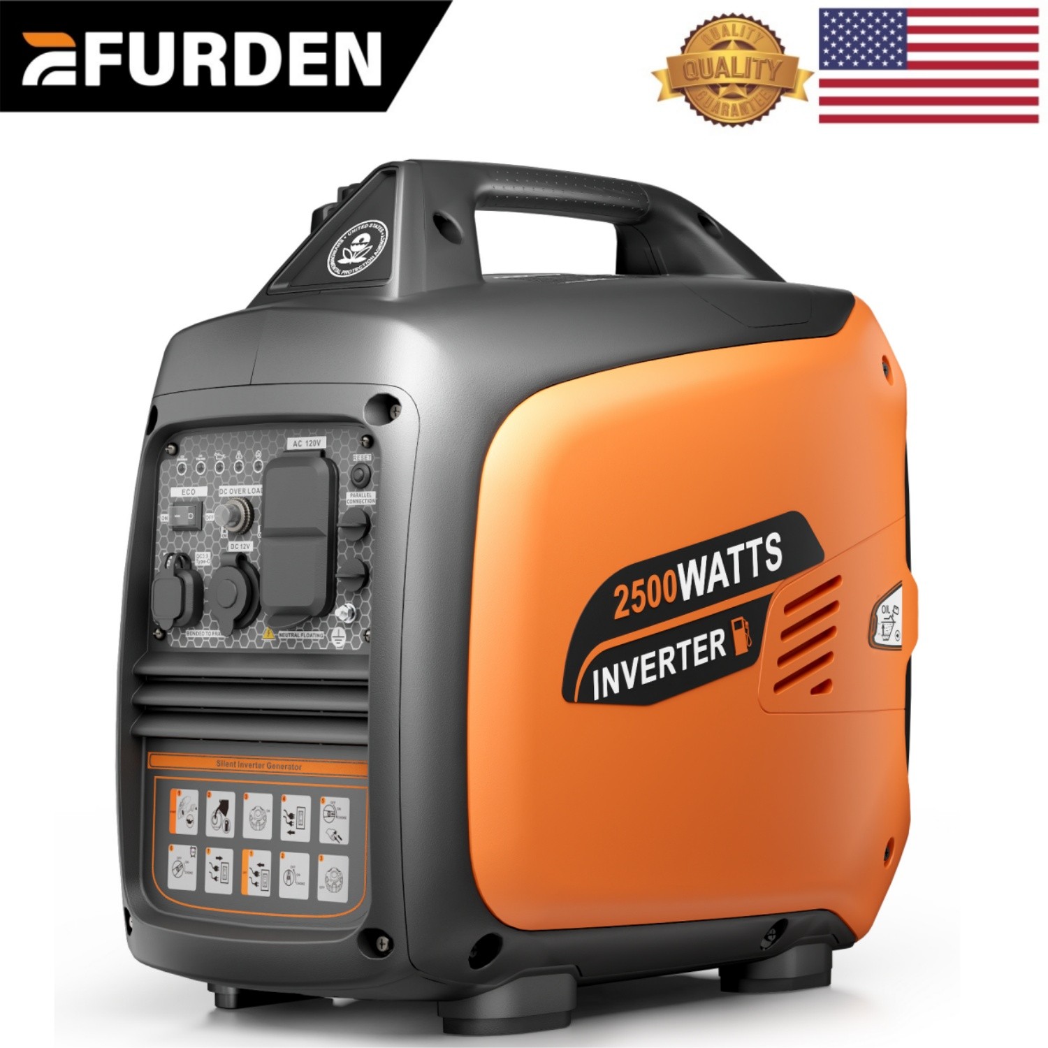 Efurden 2500W Inverter Generator Gas Powered Portable Quiet for Emergency Use